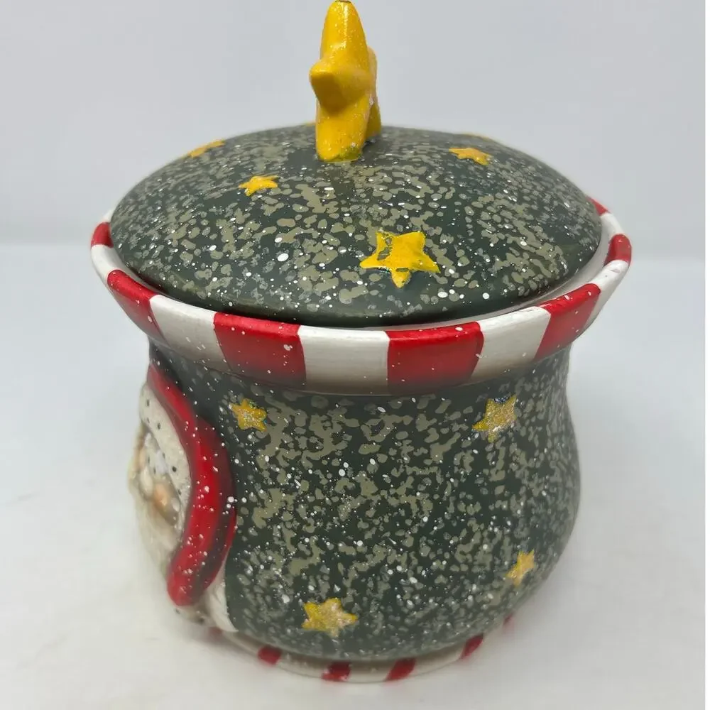 Huntington Holiday Treat Jar Santa Believe Hand Painted‎ Ceramic Cookie Jar